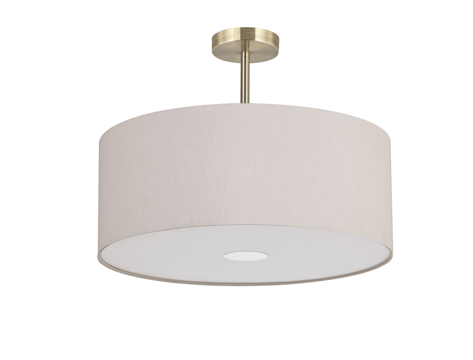 Baymont 50cm Semi Flush 3 Light Antique Brass, Nude Beige/Moonlight, Frosted Diffuser DK0382  Deco Baymont AB NU